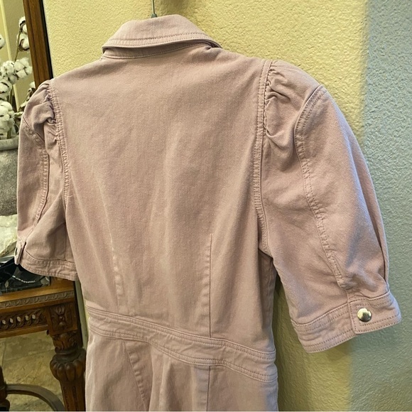 7 FOR ALL MANKIND Women Lilac Pleated Short Sleeve Denim Romper Size XS - Picture 6 of 9